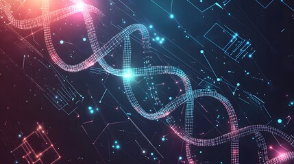 Wall Mural - digital representation of a double helix dna structure is shown