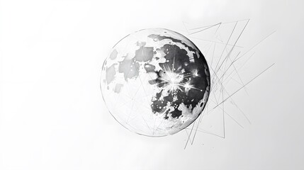 Wall Mural - artistic monochrome illustration of the moon with geometric line design