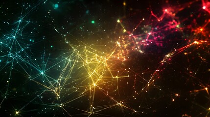 Wall Mural - abstract rendering shows interconnected network of lights and lines