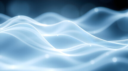Abstract blue wavy background flowing smoothly with bokeh effect