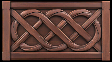 Intricate Wooden Carving with Interwoven Design and Elegant Frame Detailing Classic Decor Element