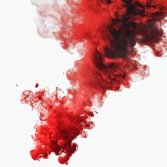 Wall Mural - vivid red smoke swirl against white background, abstract art for creative projects, high-quality sto