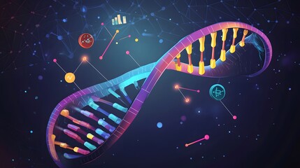 Wall Mural - abstract representation of a stylized colorful dna strand