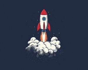 Wall Mural - Rocket launch into space. AI.