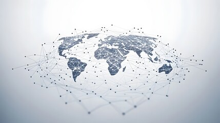 Wall Mural - abstract depiction of the world map connected with lines