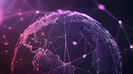 Wall Mural - digital earth globe with connecting lines and glowing nodes