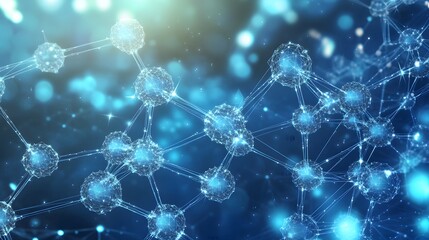Wall Mural - abstract network of glowing spheres connected by shining lines