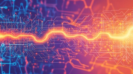 Wall Mural - Electrical circuit diagram showing the flow of energy or data