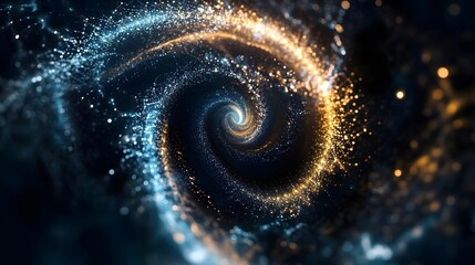 Wall Mural - swirling vortex of glowing particles in contrasting hues