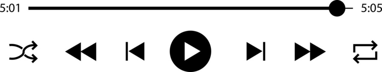 multimedia video and music player with play button icon. video streaming frame on internet, modern s