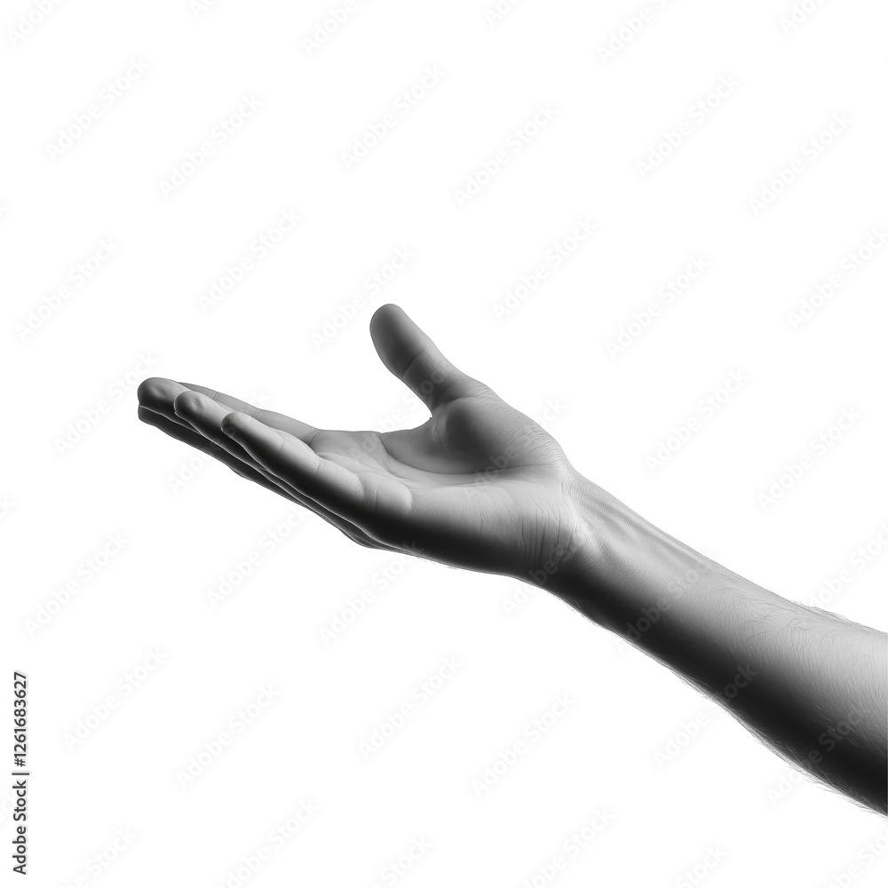 Open Hand Gesture: A single, outstretched hand with palm facing upward ...