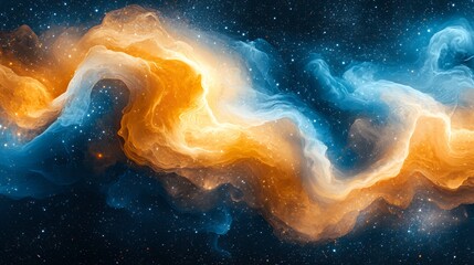 Wall Mural - abstract space nebula background with stars and glowing clouds