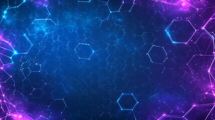 Wall Mural - abstract honeycomb pattern with blue and purple glowing lines