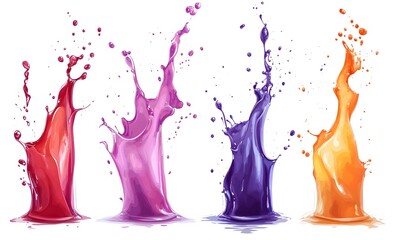 Canvas Print - Colorful Liquid Splashes Isolated On White Background