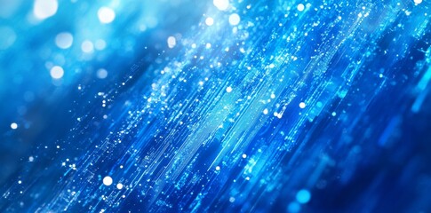 Wall Mural - abstract futuristic background with blue glowing lights and a blurred data center or server room in 