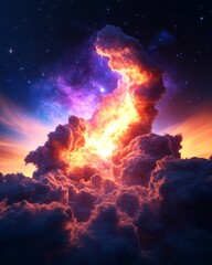 Aufkleber - Immersive Celestial Imagery Vibrant Nebula Formations in Deep Space - Astrophysical Artistry for Scientific Visualization and Educational Content Creation