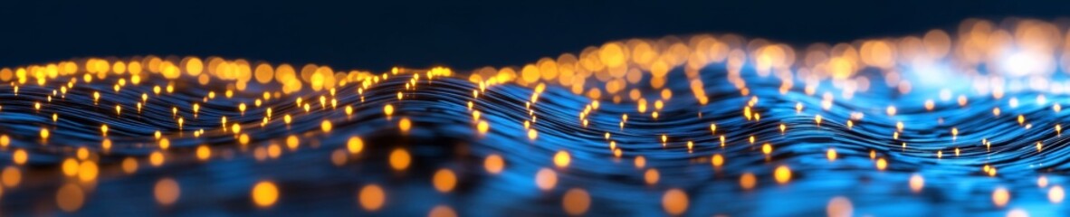 Poster - Dynamic Data Visualization Abstract Stream of Glowing Data Points with Motion Trails for Cutting-Edge Tech Marketing and Analytical Visualization in Business Environments