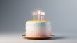 © Aneeba - Simple birthday cake a?' A modern, aesthetic birthday cake with a smooth pastel gradient design, delicate gold accents, and a single flickering candle.