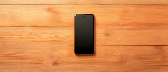 Fototapete - Modern Workplace Tech Aesthetic Sleek Smartphone on Textured Wooden Surface - Collaborative Business Visuals and Digital Strategy Enhancement for Professional Environments