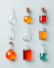 Aufkleber - Sleek Laboratory Vial Display Colorful Glass Vessels on Minimalist Surface - Innovative Scientific Content and Precision Research Tool Merchandising