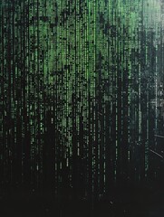 green digital rain background, code falling
