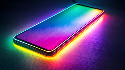 Wall Mural - background abstract gaming neon stripes glowing rainbow technology mobile vertical