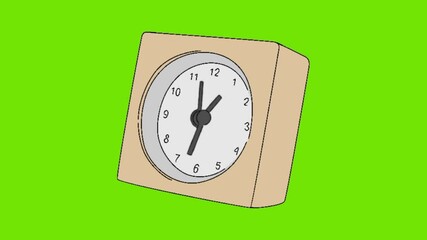 Poster - line art animation of analog clock green background