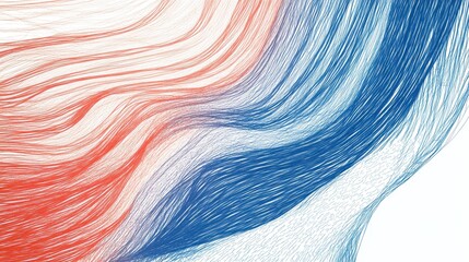 Wall Mural - abstract flowing lines of red and blue on white background