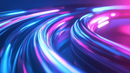 Wall Mural - dynamic abstract blue and pink light curves on white background representing futuristic digital moti