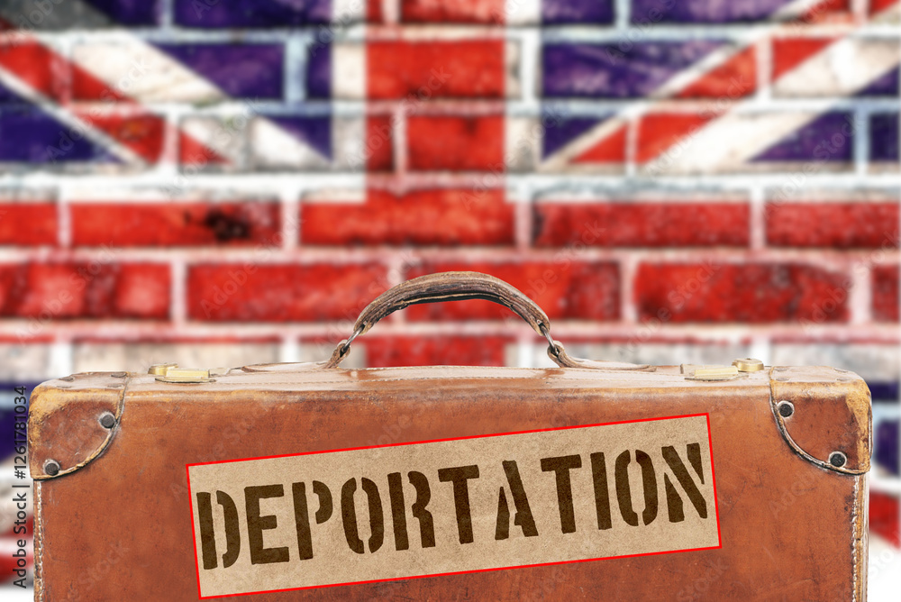 Flag of Great Britain, a suitcase and deportation sticker Stock Photo ...