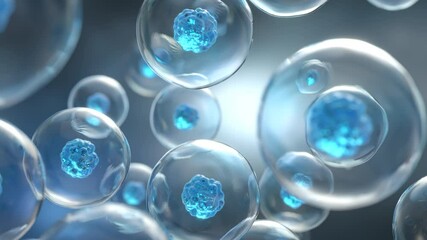 Wall Mural - 3d animation of human cell or embryonic stem cell microscope background.