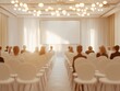 © jannoon028 - Audience Engaged at a Seminar with White Chairs and Screen on the Wall in a Bright Lit Room
