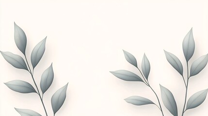 Wall Mural - Serene gray leaves softly arranged on white background create calming minimalist aesthetic. AI Generated