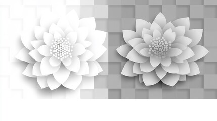 Wall Mural - Elegant paper flowers softly bloom against a grayscale geometric backdrop. AI Generated