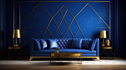 Wall Mural - wallpaper royal blue gold background