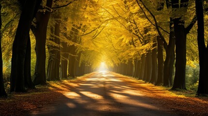 Wall Mural - sunlight fall road background