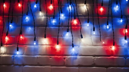 Wall Mural - festive red white and blue lights