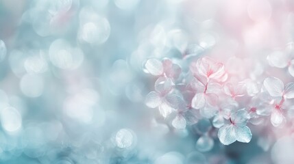 Poster - Delicate Pink and Blue Blossoms Soft Focus Macro Photography