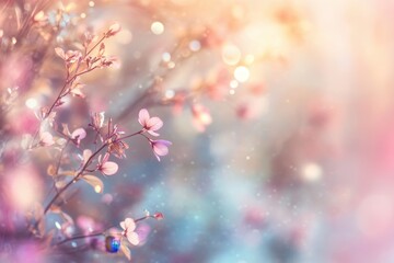 Aufkleber - Delicate Pink and Purple Blossoms in Soft Sunlight