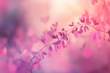 Poster - Delicate Pink And Purple Leaves On Branch Soft Focus Photography