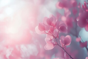 Aufkleber - Delicate Pink Blossoms in Soft Sunlight