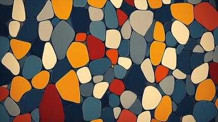 Wall Mural - Abstract Colorful Pebble Seamless Pattern Warm Tones. AI Generated