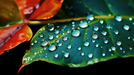 Wall Mural - cascade water on leaf