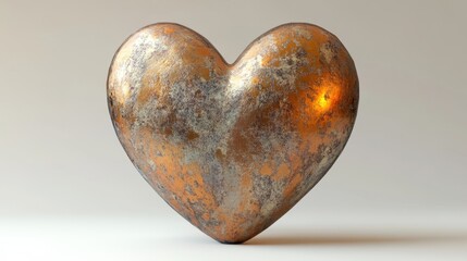 Wall Mural - Glowing Bronze Heart 3D Render