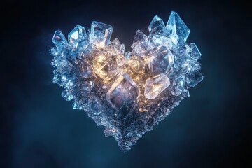 Poster - Glowing Crystal Heart Abstract Art