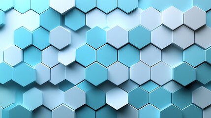 Wall Mural - Abstract Blue Hexagon Pattern Soft Light Background. AI Generated