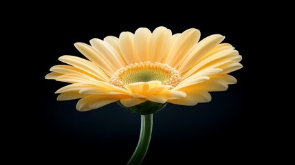 Wall Mural - Vibrant yellow flower on black background, closeup of petals and details 