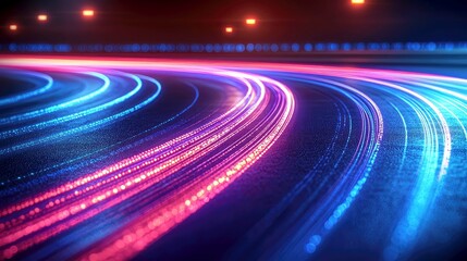Wall Mural - abstract speed: neon lines and dynamic energy. futuristic digital art with vibrant colors and glowin