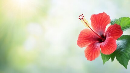 Wall Mural - Vibrant red flower in bloom, a stunning closeup of nature's beauty 