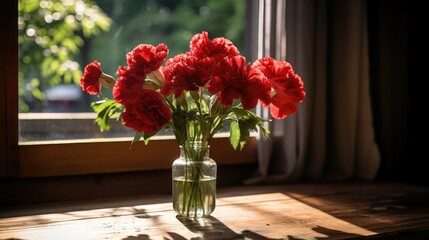 Wall Mural - bouquet red carnation